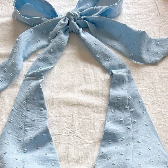 Blue Boho Women's Textured swiss dot halter Romper Vacation - Picture 4 of 6